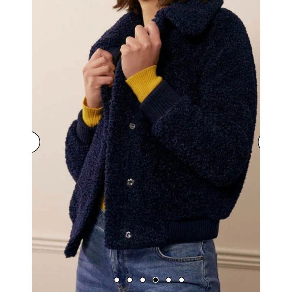 NWT Anthropologie Boden Teddy Bear Jacket Navy Size 14